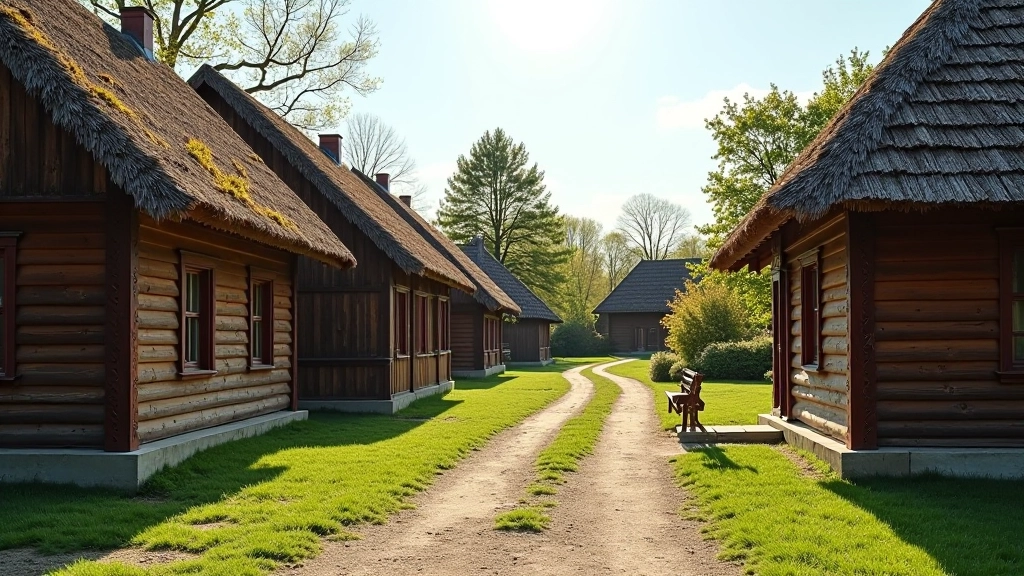 Traditional farmstead buildings at Rumšiškės open air museum